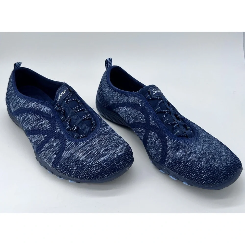 Skechers Shoes Women's 8.5 Blue Relaxed Fit Slip On Air‎ Cooled Memory Foam Knit